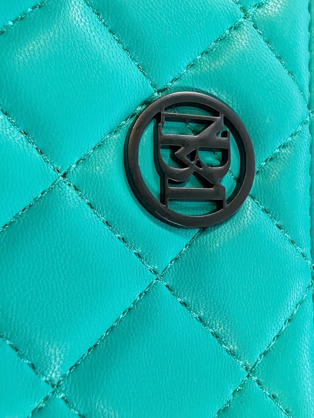 NWT Bagley Miskia Turquoise Quilted Women's Shoulder Bag with Round Logo Accent